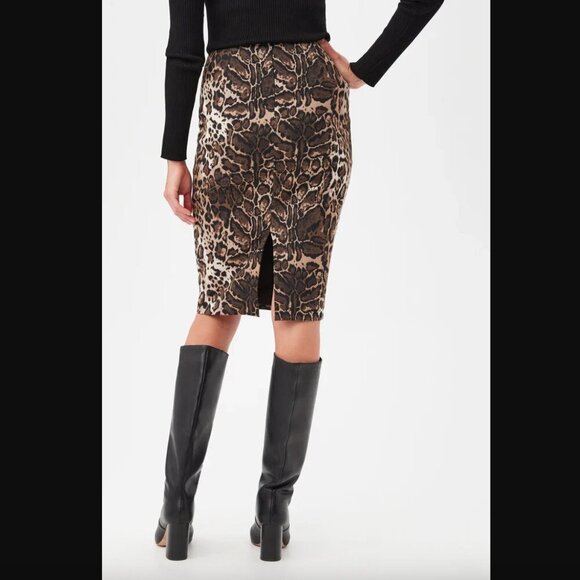 Trina Turk Osa Leopard Print Knee Length Pencil Skirt 2 - Picture 3 of 6